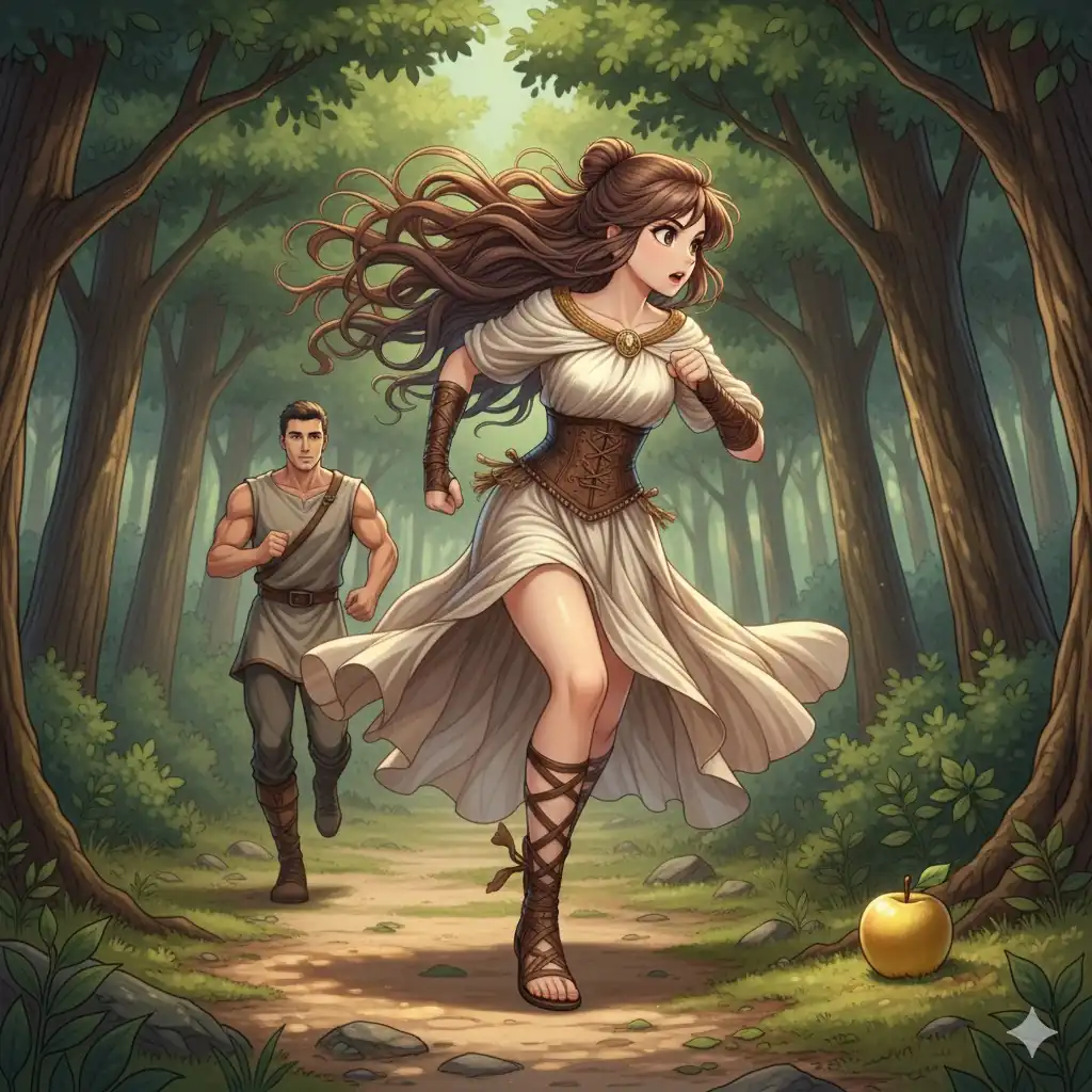 La gara tra l'eroina Atalanta e Ippomene