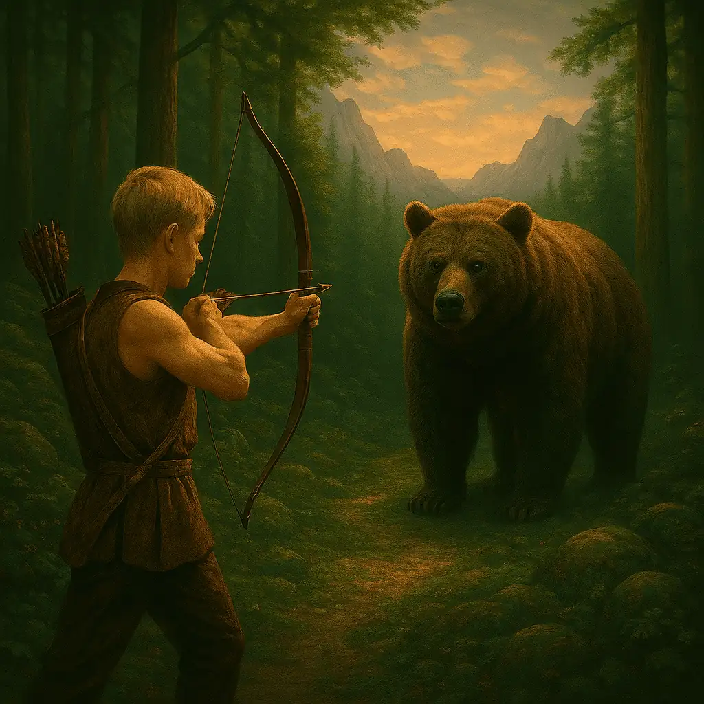 Zeus e Callisto 2 L'incontro tra Callisto e Arcade, dal mito della costellazione dell'orsa maggiore oppure della costellazione dell'orsa minore