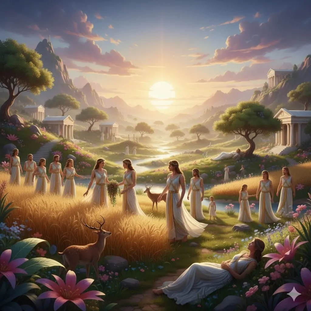 Costellazione della Vergine 2 Il mito delle 5 età dell'uomo: l'età dell'Oro. Immagine per la costellazione della vergine