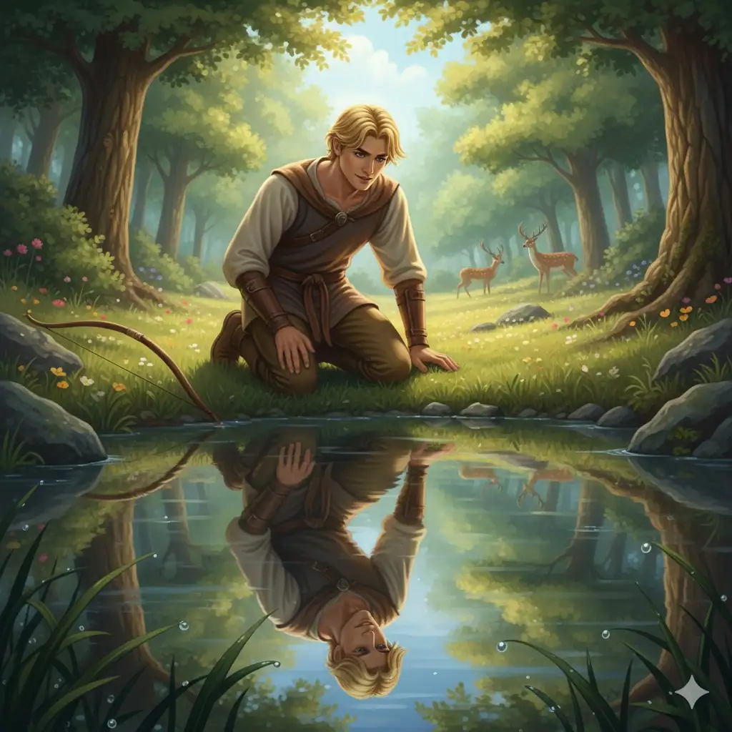 Eco e Narciso 2 Rappresentazione del mito di Eco e Narciso: Narciso guarda il suo riflesso