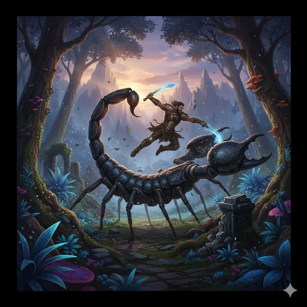 Costellazione di Orione 3 Orione lotta con lo scorpione prima di essere entrambi trasformati uno nella costellazione dello scorpione e di orione