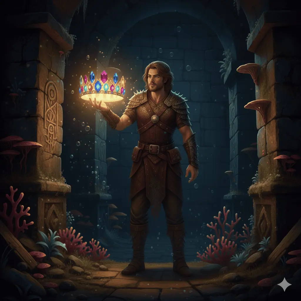 Teseo nel labirinto con la corona di Arianna della costellazione della corona Boreale