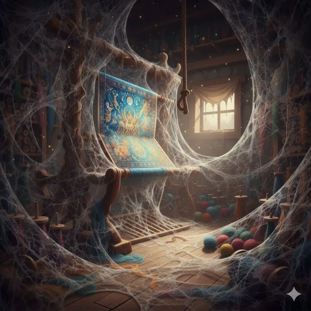 Scena finale del mito di Aracne