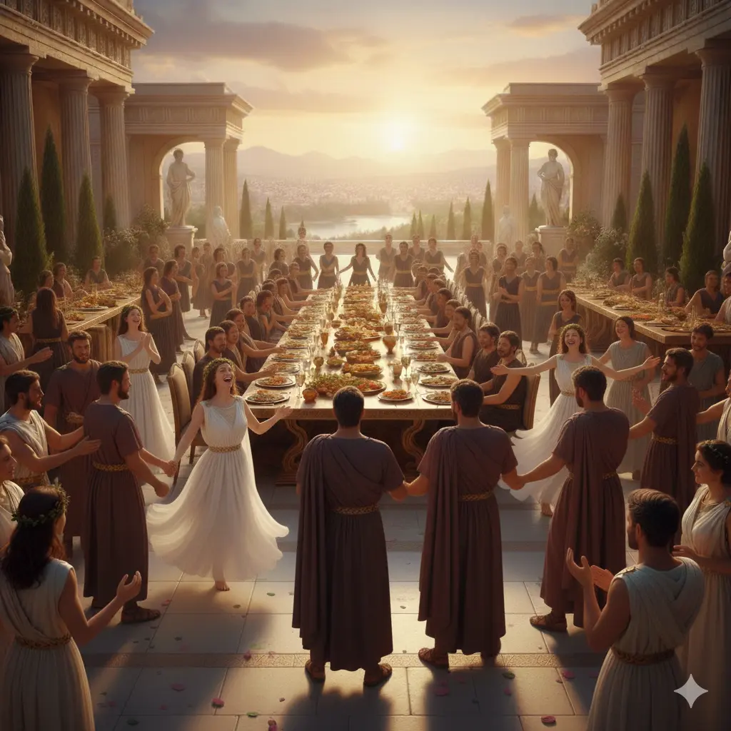 Le tre Grazie o le Cariti portano gioia ad una festa