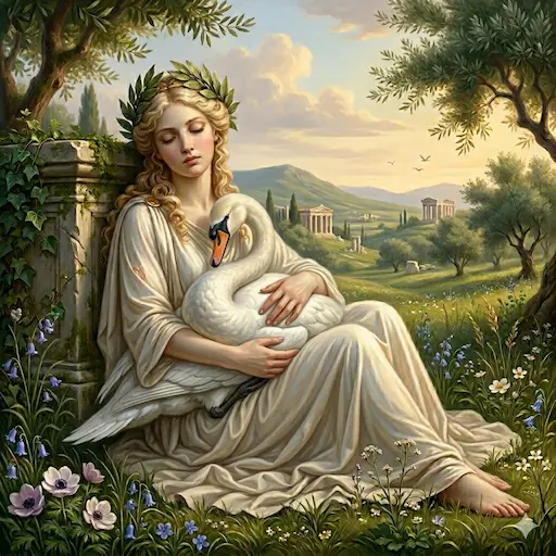 Rappresentazione del mito di Zeus e Nemesi